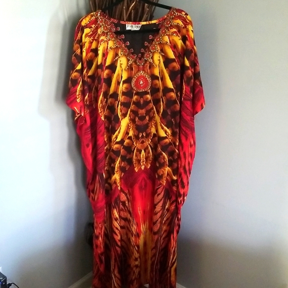 Jessica Taylor Other - Jessica Taylor's Women's Caftan/ House Dress One Size Red, Yellow Black
